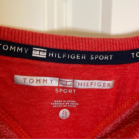 Tommy Hilfiger Sport Womens XL Red Navy Gray Colorblock Crew Sweatshirt - Picture 3 of 7